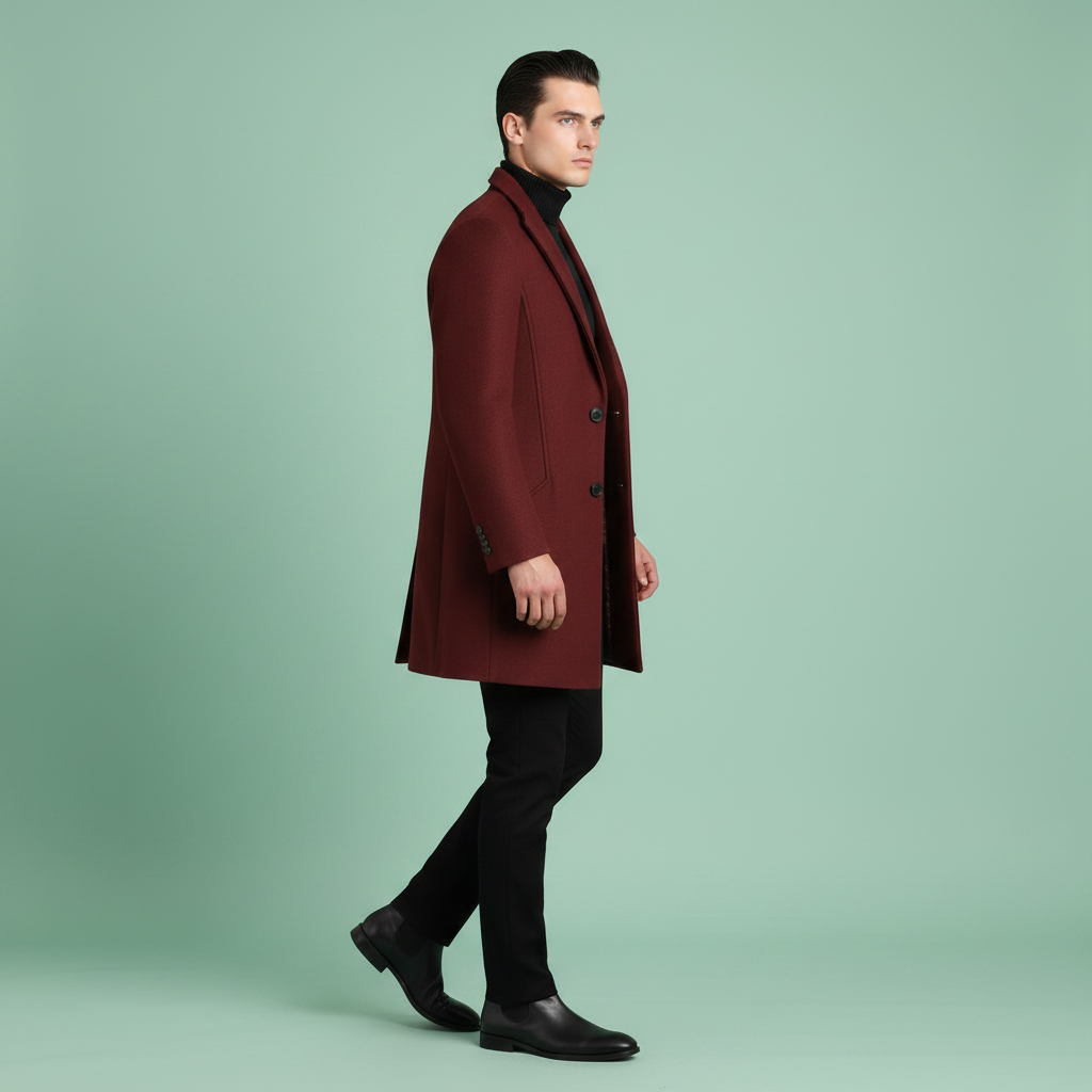 Men's Elegant Notched Lapel Overcoat | Men's Winter Coat