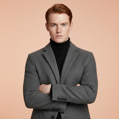 Men's Elegant Notched Lapel Overcoat | Men's Winter Coat
