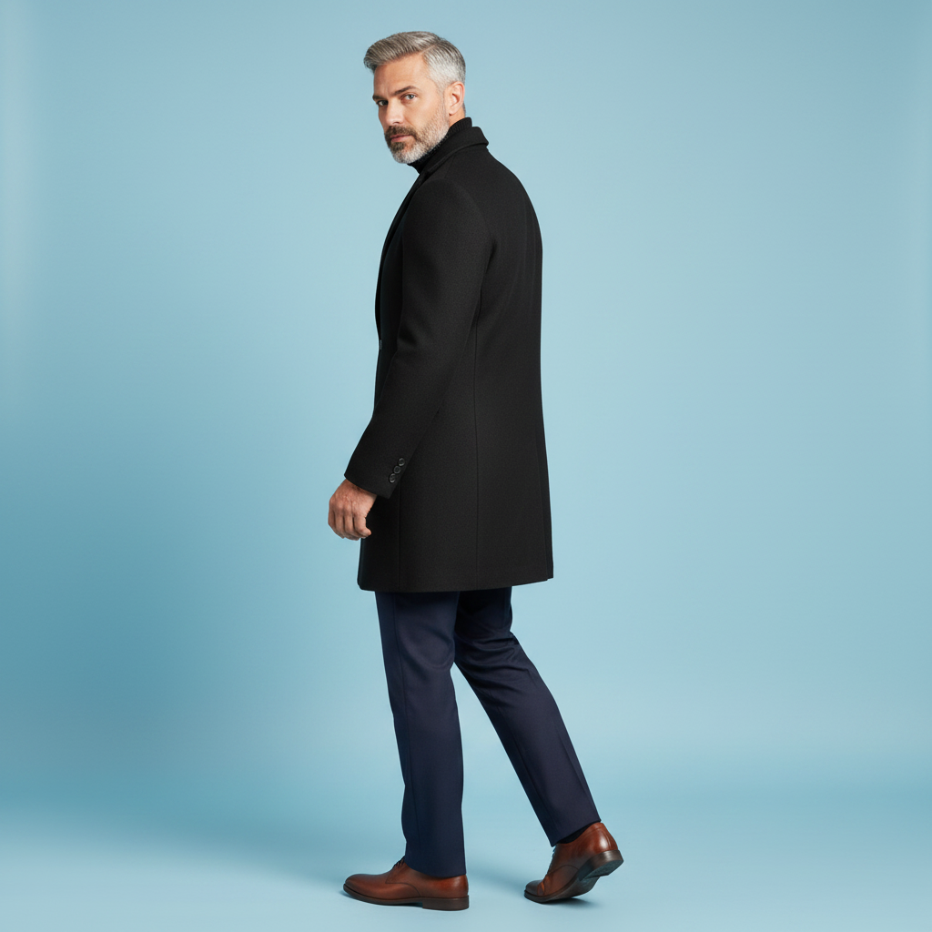 Men's Elegant Notched Lapel Overcoat | Men's Winter Coat