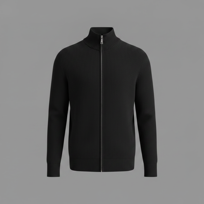Men's Slim Fit Zip Up Cardigan | Ribbed Knit Design