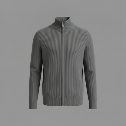 Men's Slim Fit Zip Up Cardigan | Ribbed Knit Design