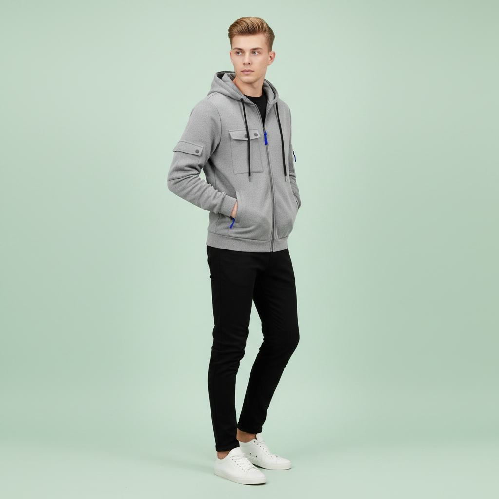 Men's Utility Zip-Up Hoodie | Casual Sweatshirt