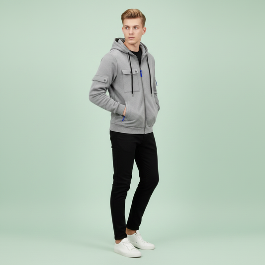 Men's Utility Zip-Up Hoodie | Casual Sweatshirt