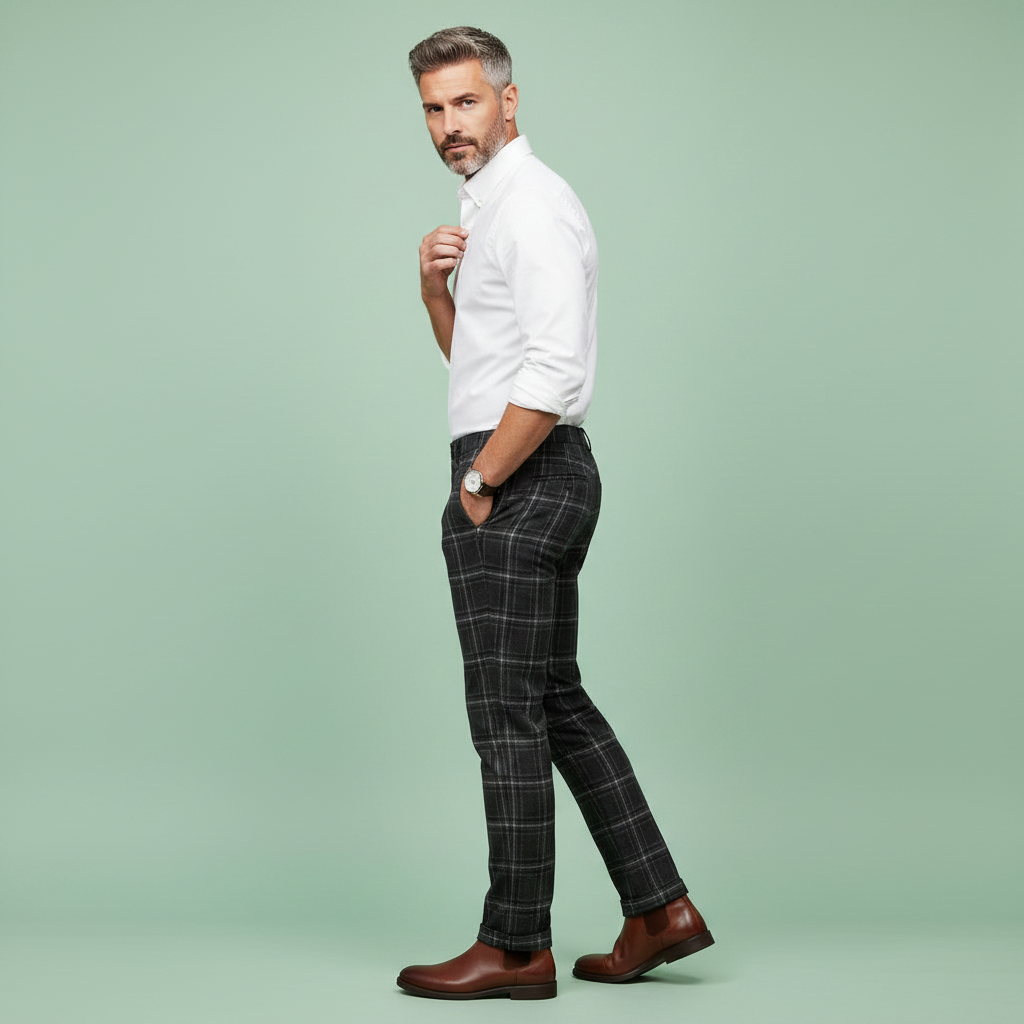 Sasha Checked Chino Pants | Men's Casual Trousers