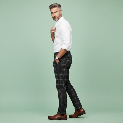 Sasha Checked Chino Pants | Men's Casual Trousers