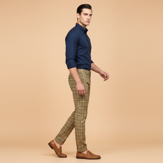 Sasha Checked Chino Pants | Men's Casual Trousers